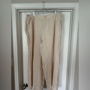 Aerie Beige Striped Linen Pants